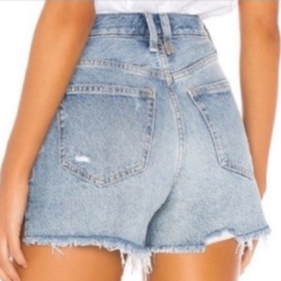 Free People We the Free Makai Distressed Blue Fray Hem Button Fly Denim Shorts - Picture 2 of 11